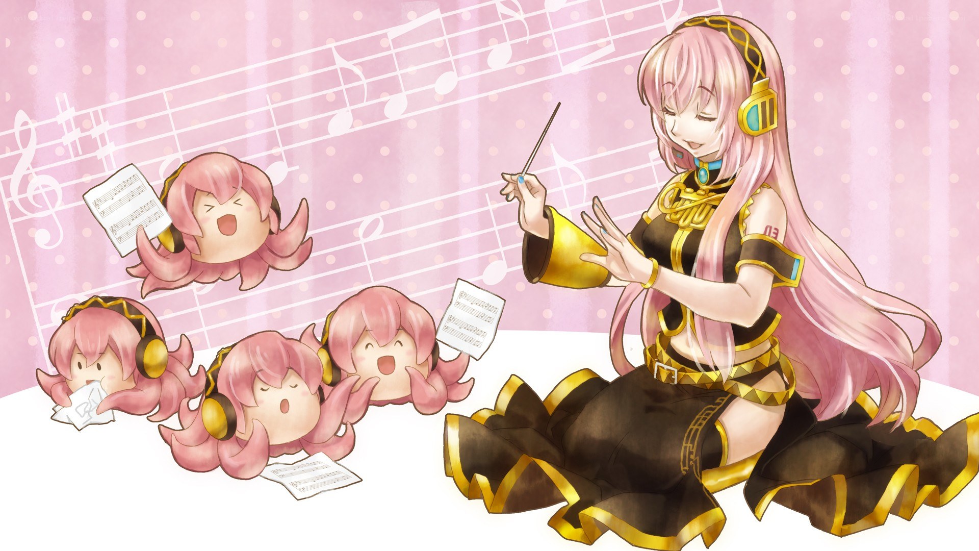 Pink-haired conductor and her choir