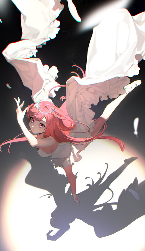 Pink-haired Dancer in White Dress