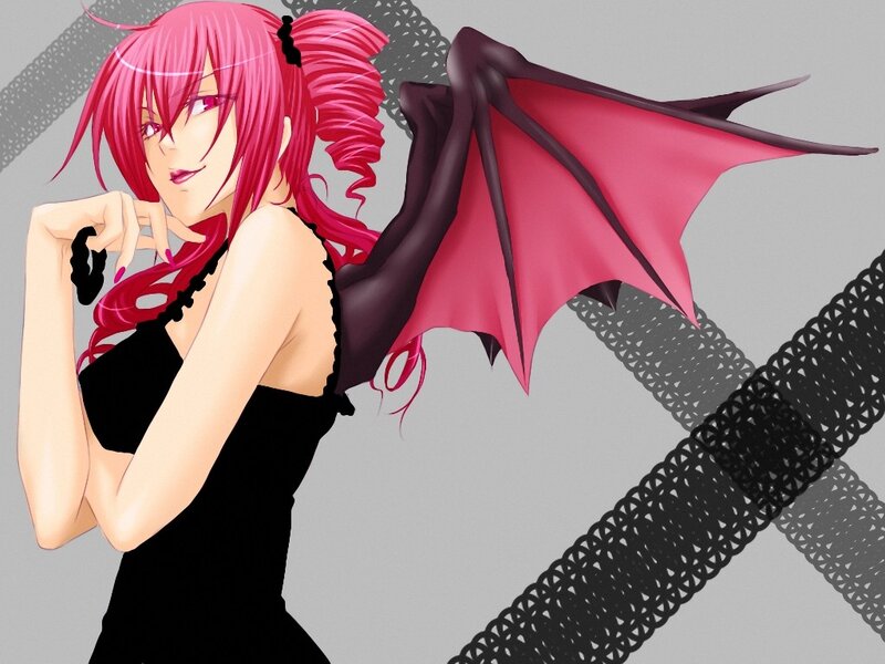 pink-haired demon girl