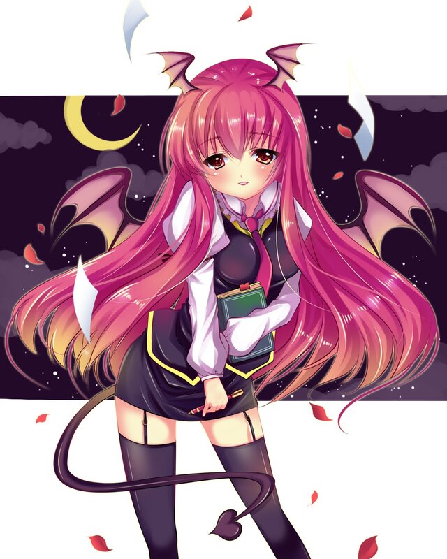 Pink-haired Demon Girl — Pink, Dramatic, Night
