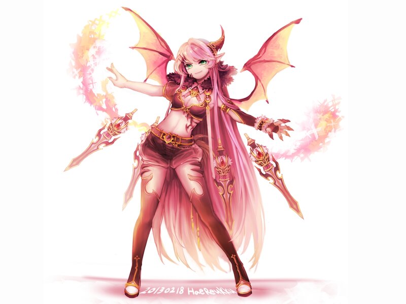 Pink-haired Demon Girl — Pink, Dramatic
