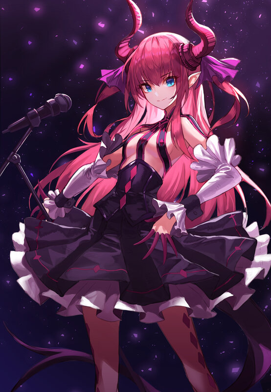 Pink-haired Demon Girl — Purple, Dramatic, Night