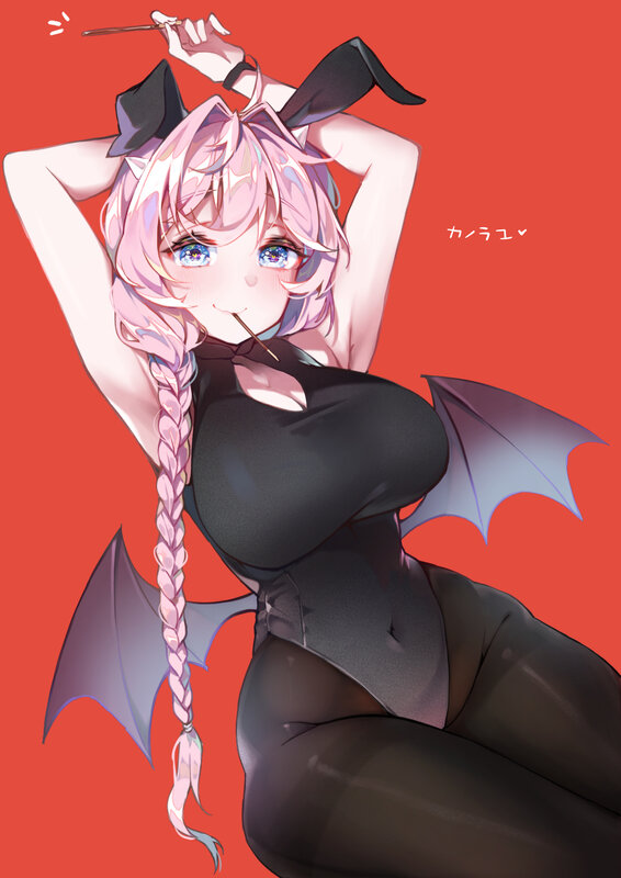 Pink-haired Demon Girl — Red, Playful