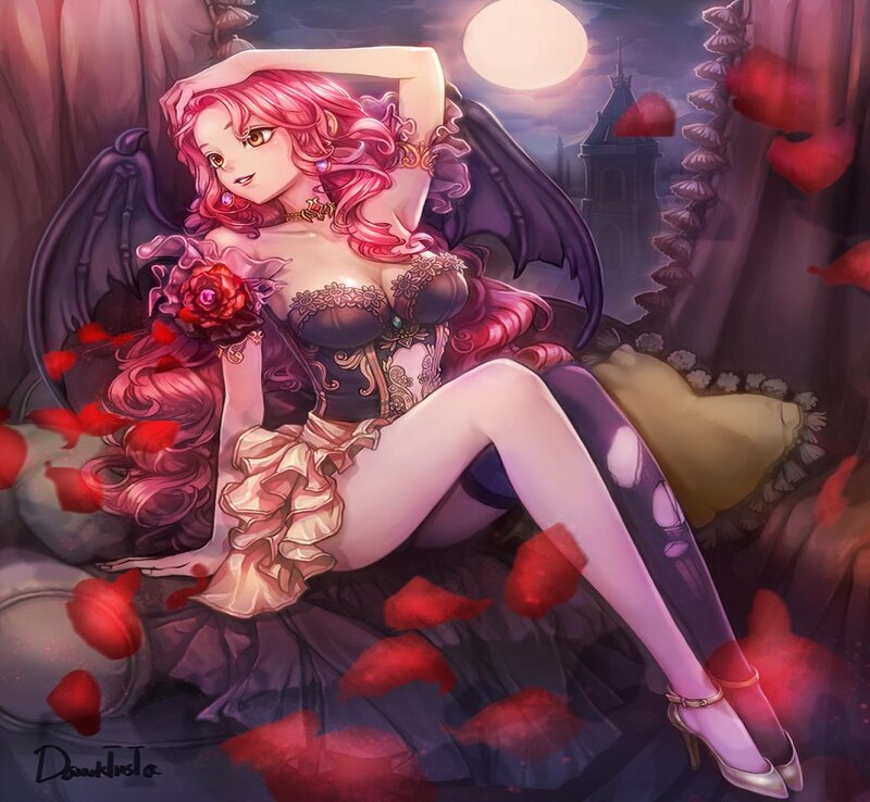 Pink-haired Demon Woman — Purple