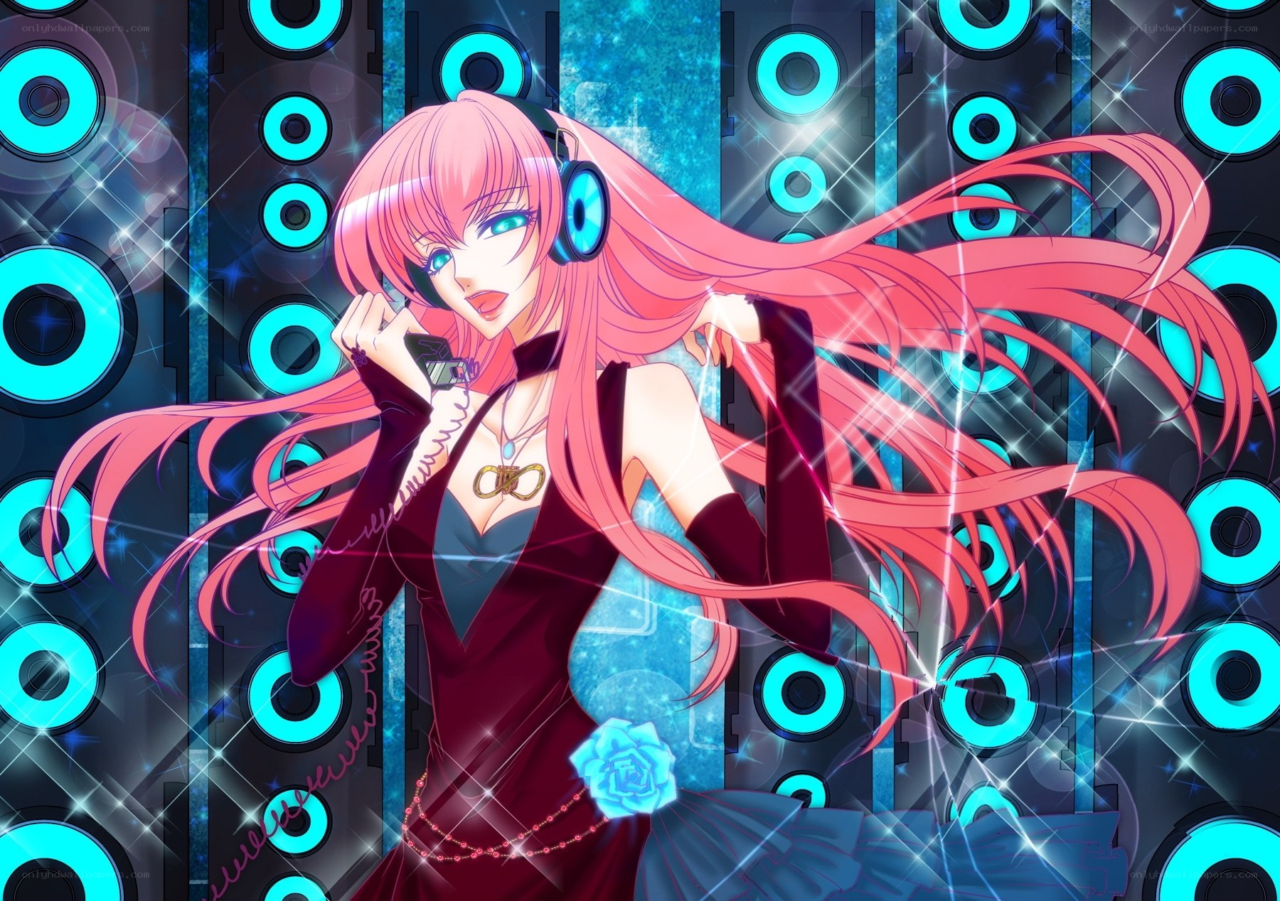 pink-haired DJ in a music studio