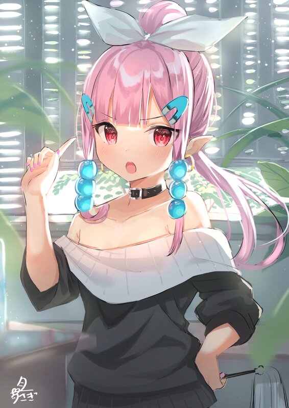 Pink-haired Elf Girl — Pink, Playful, Anime, Earrings