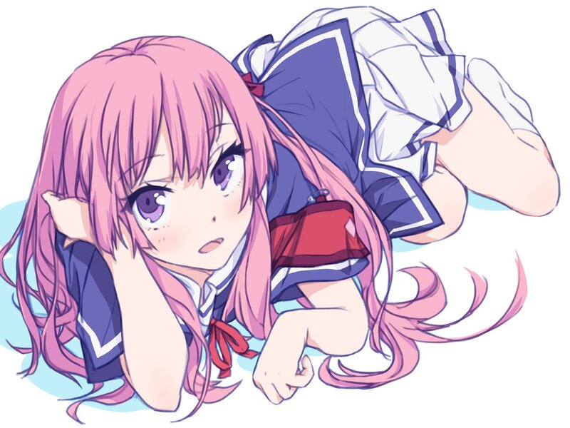 Pink-haired Elf Girl — Pink, Playful, Anime, School Uniform