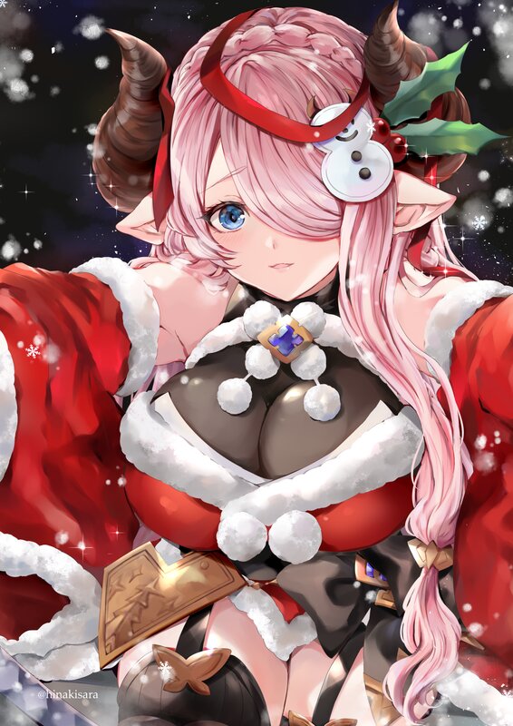 Pink-haired Elf in Santa Outfit