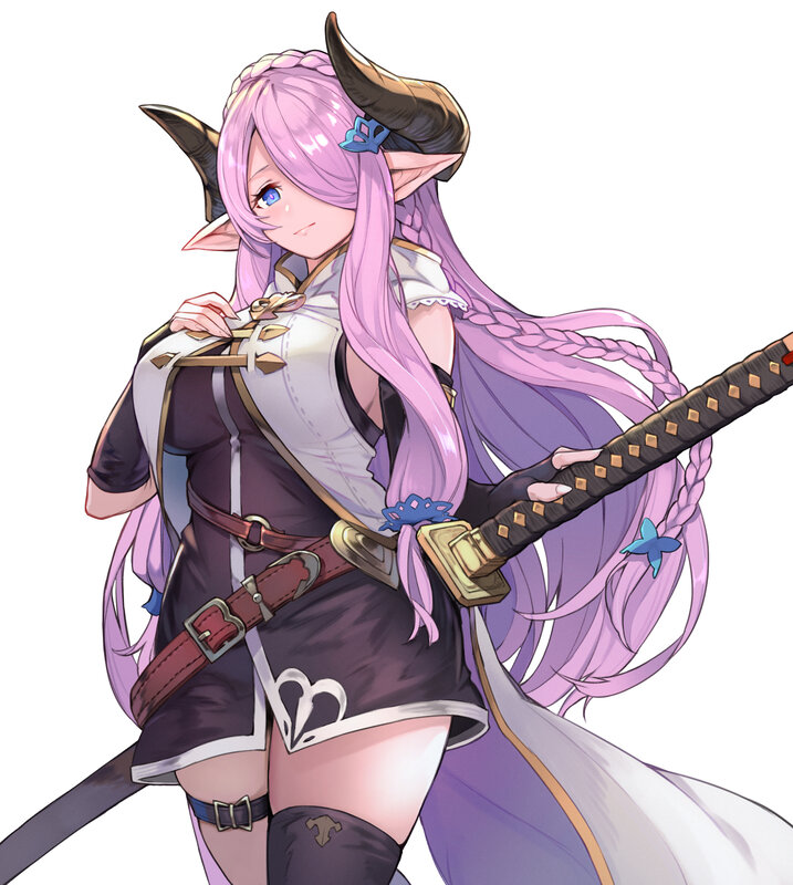 Pink-haired Elf Warrior — Purple, Confident