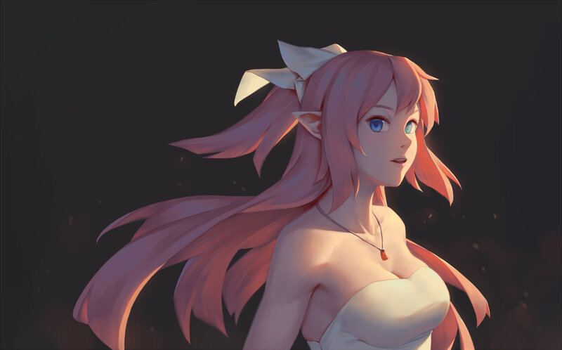 Pink-haired Elf Woman — Pink, Dramatic
