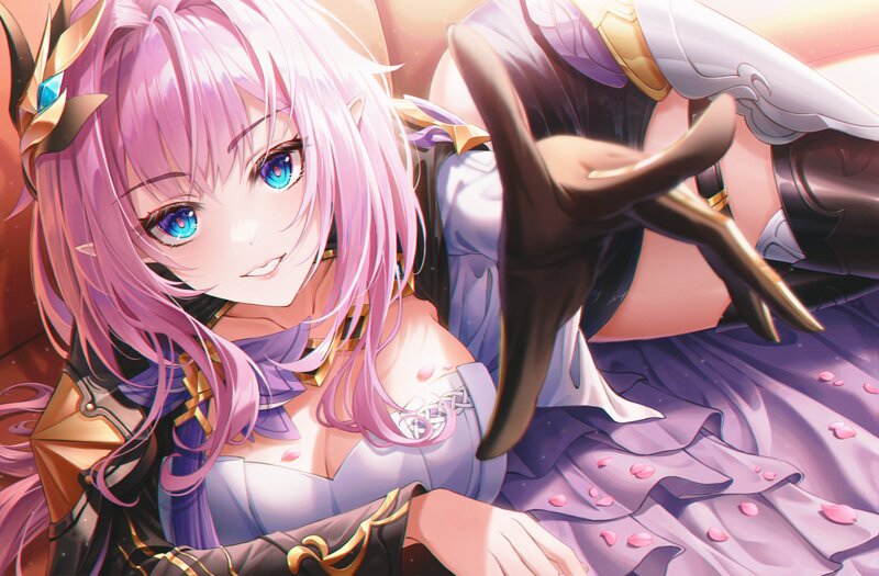 Pink-haired Elf Woman — Purple, Dramatic