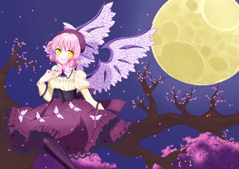 pink-haired fairy in cherry blossom