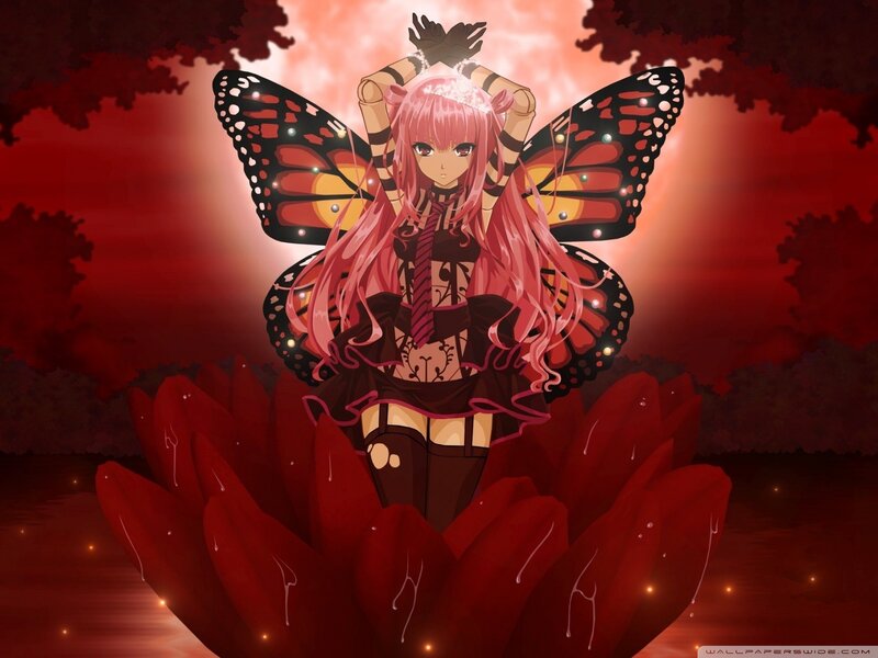 pink-haired fairy on red lotus