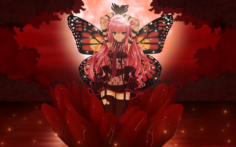 pink-haired fairy on red lotus