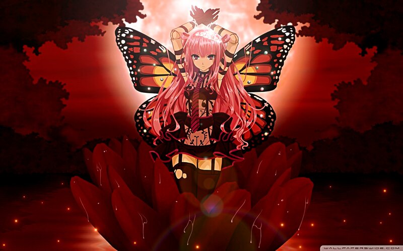 Pink-haired Fairy with Butterfly Wings — Red