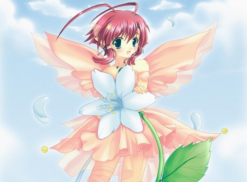 pink-haired fairy with flower dress