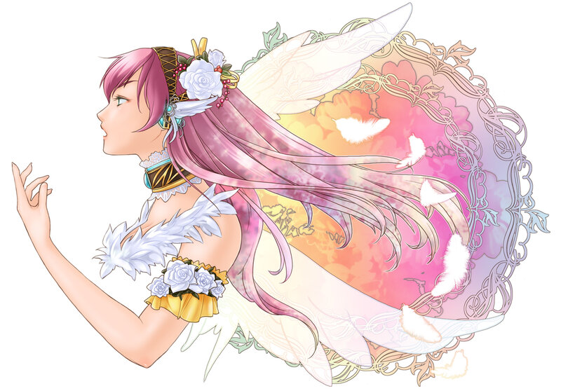 pink-haired fairy with wings