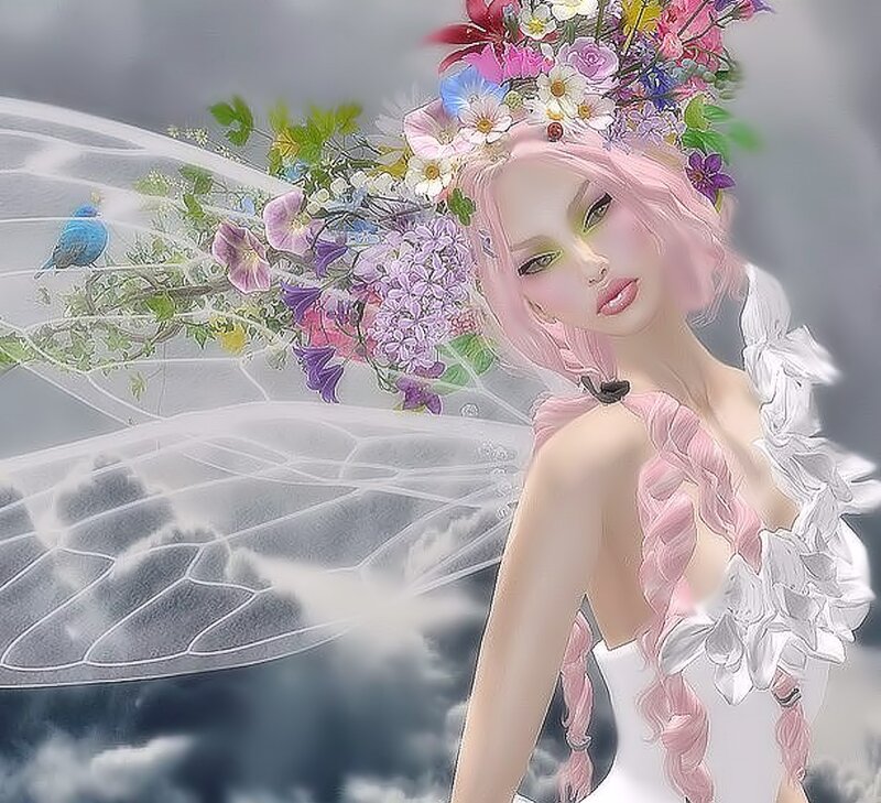 Pink-haired Fairy with Wings — Pink, Dreamy