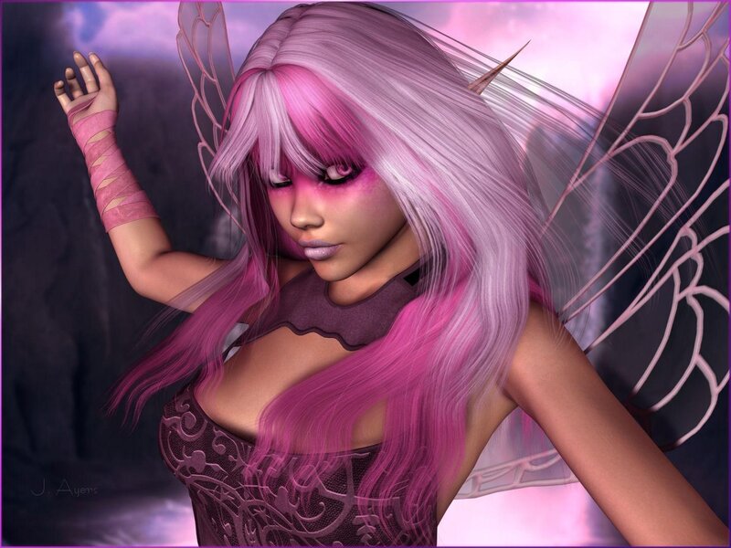 Pink-haired Fairy Woman
