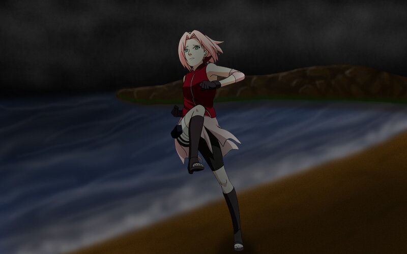 Pink-haired Female Character — Blue