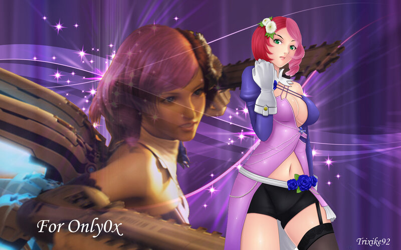 Pink-haired Female Character — Purple, Dramatic, Digital Art, Weapon