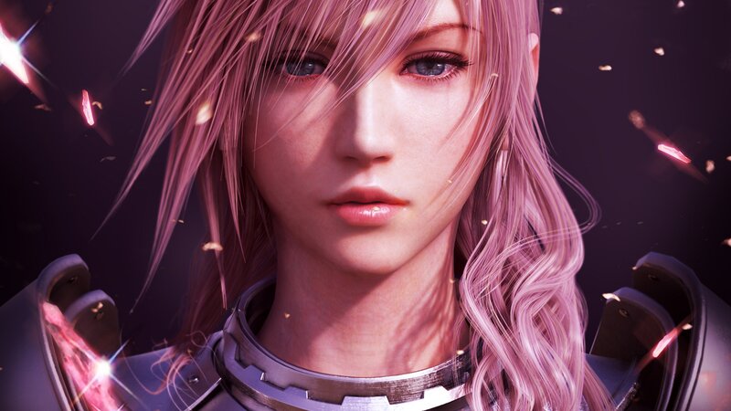 Pink-haired Female Character — Purple, Dramatic, Night, 3d Render, Armor, Sparkling Particles