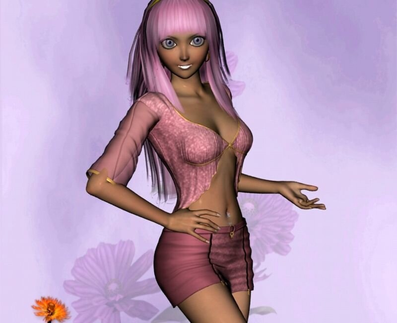 Pink-haired Female Character — Purple