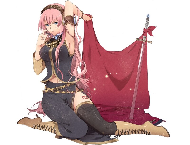 Pink-haired Female Warrior — Pink, Dramatic, Anime, Sword, Cape