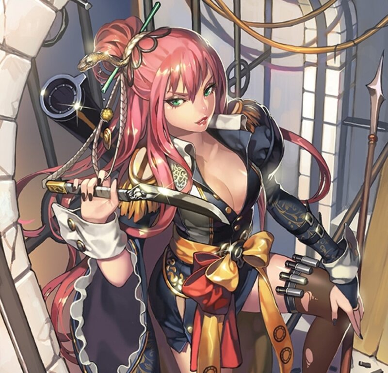 Pink-haired Female Warrior — Pink, Dramatic, Digital Art, Sword