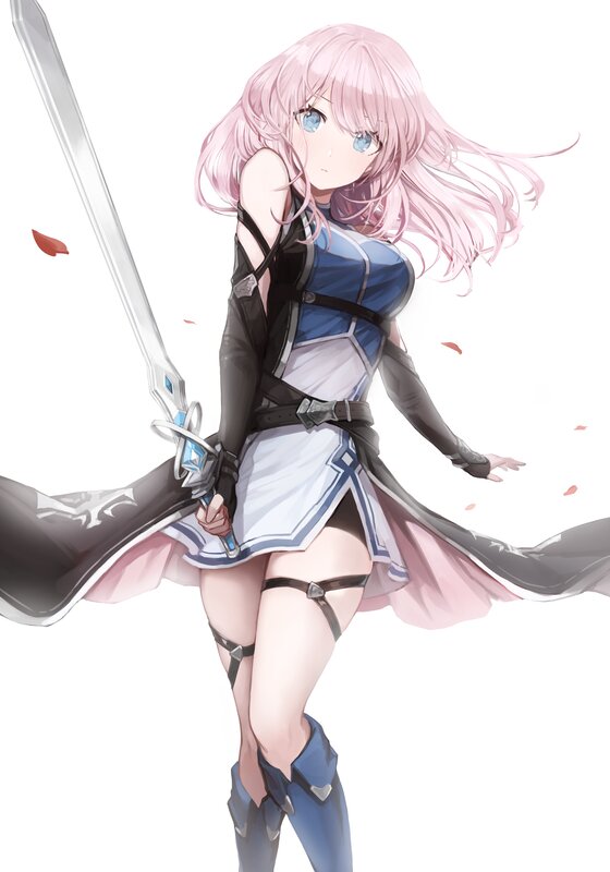 Pink-haired Female Warrior — Pink, Dynamic, Anime