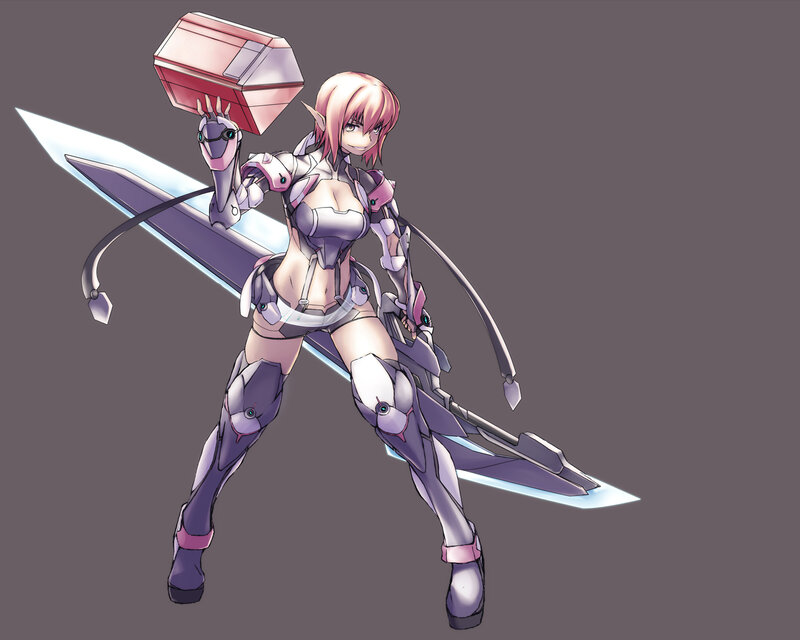 Pink-haired Female Warrior — Purple