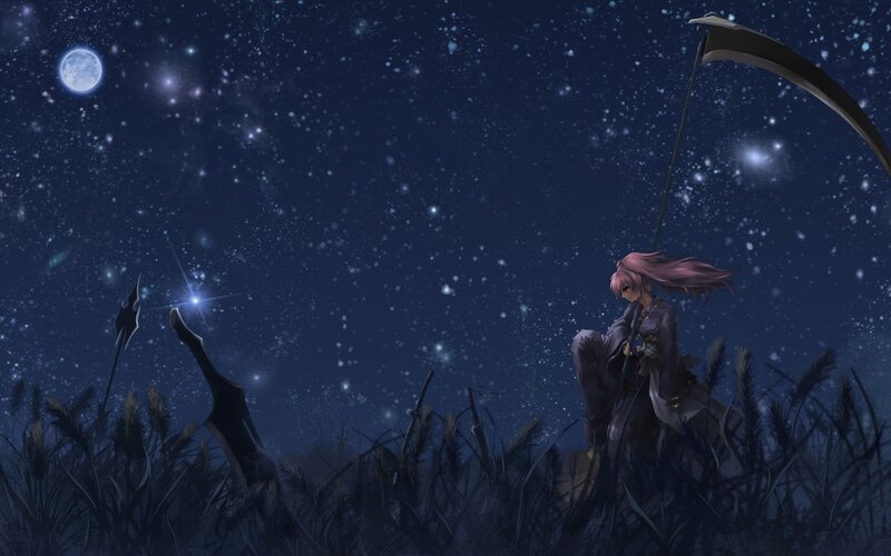 Pink-haired Figure with Scythe — Blue