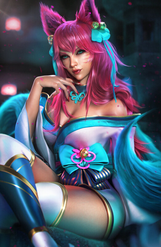 Pink-haired Fox Girl — Pink, Dramatic