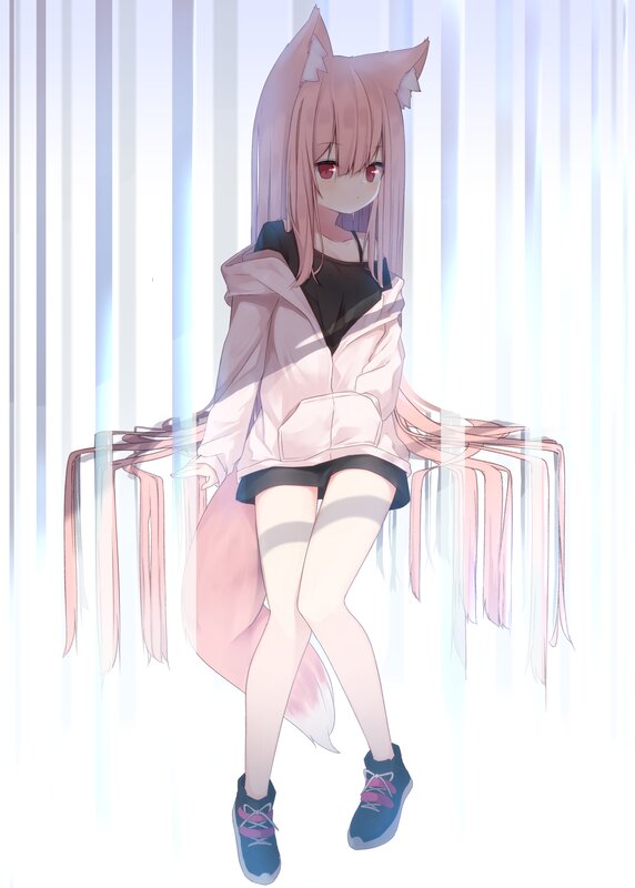 Pink-haired Fox Girl — White