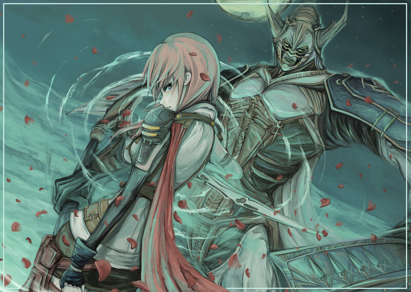 Pink-haired Girl and Armored Knight
