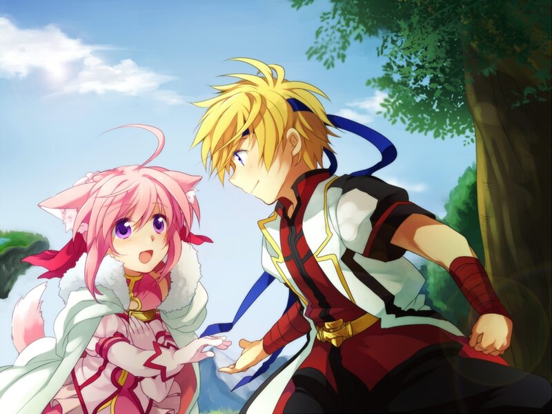 Pink-haired Girl and Blonde Boy