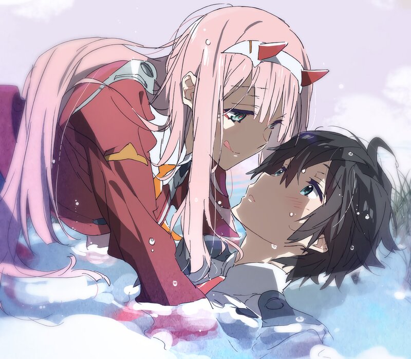 Pink-haired Girl and Boy — Pink, Dramatic, Winter