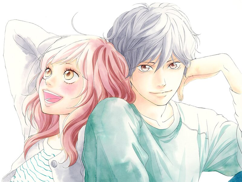 Pink-haired Girl and Silver-haired Boy — White