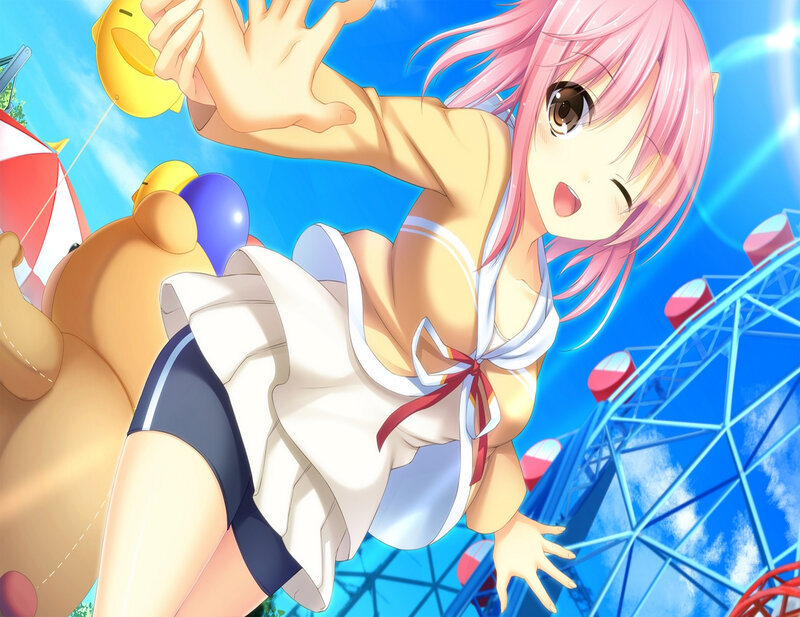Pink-haired Girl at Amusement Park