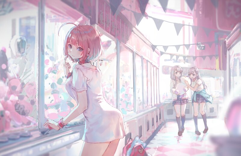 Pink-haired Girl at Arcade
