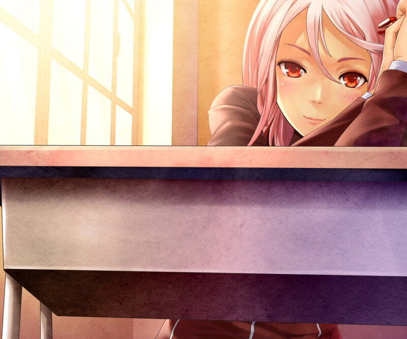 Pink-haired Girl at Desk — Pink