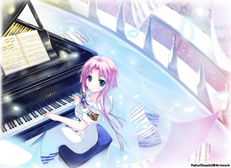 Pink-haired Girl at Piano — Pink