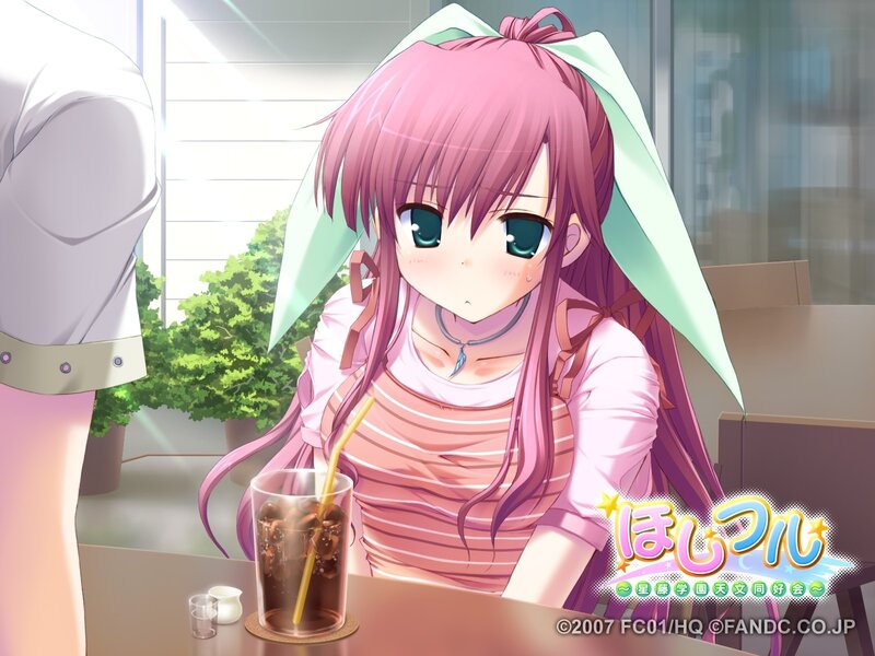Pink-haired Girl at Table — Pink, Calm, Afternoon