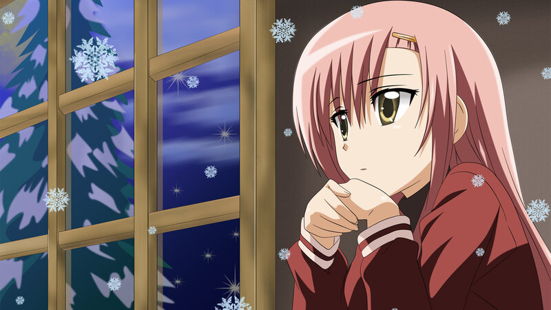 Pink-haired Girl at Window — Red