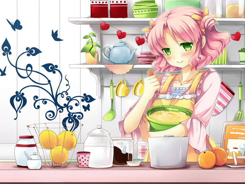 Pink-haired Girl Baking — Pink