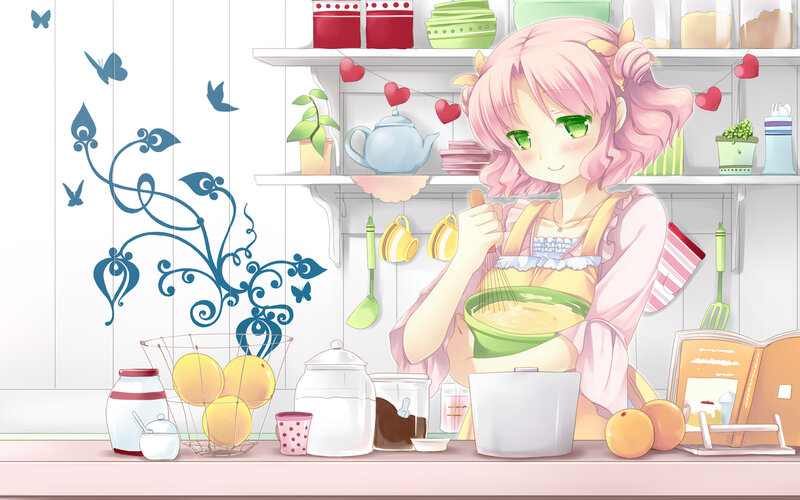 Pink-haired Girl Baking