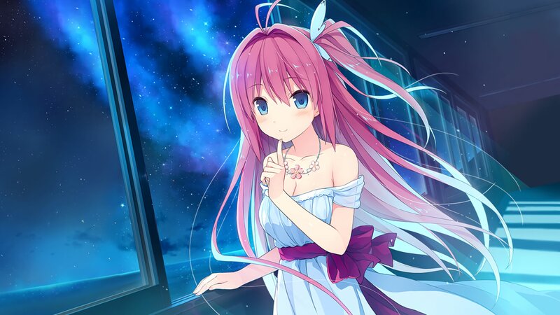 Pink-haired Girl by Window — Blue