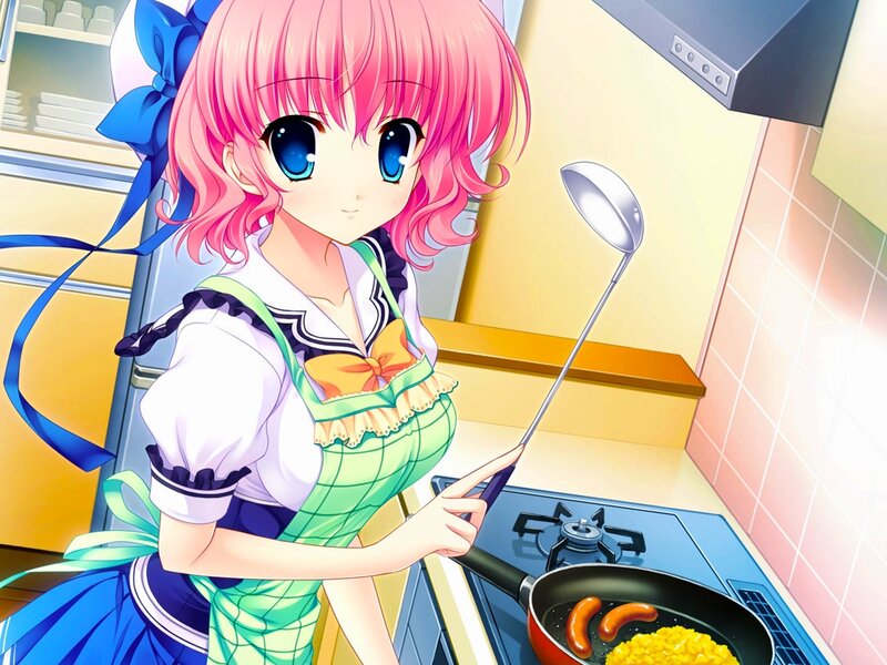 Pink-haired Girl Cooking — Pink, Calm