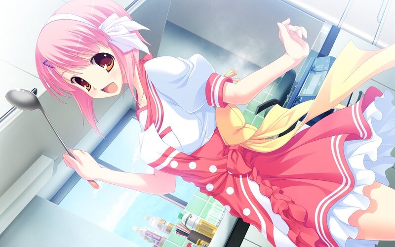 Pink-haired Girl Cooking — Pink, Cheerful