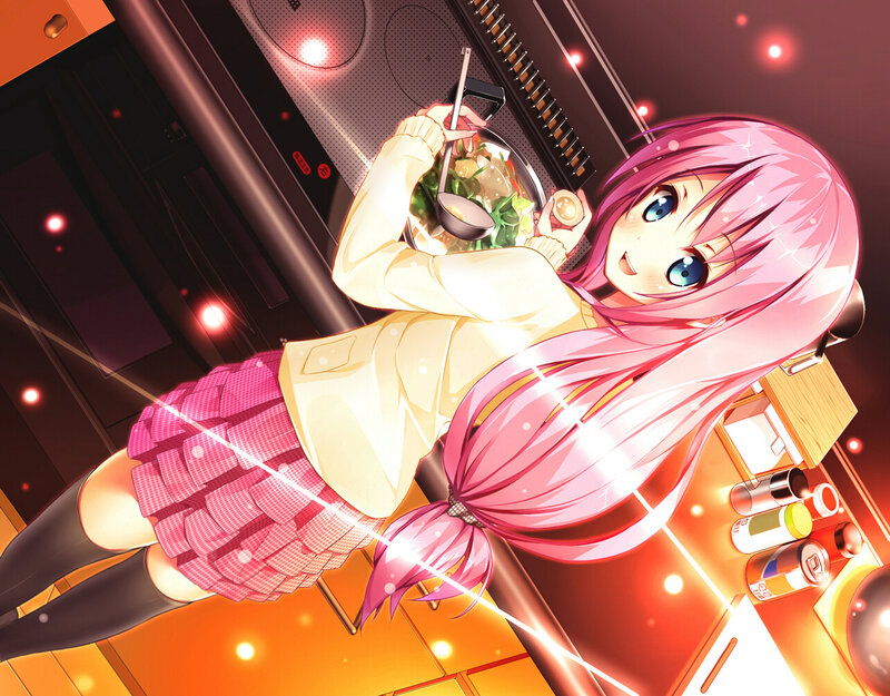 Pink-haired Girl Cooking — Pink, Energetic